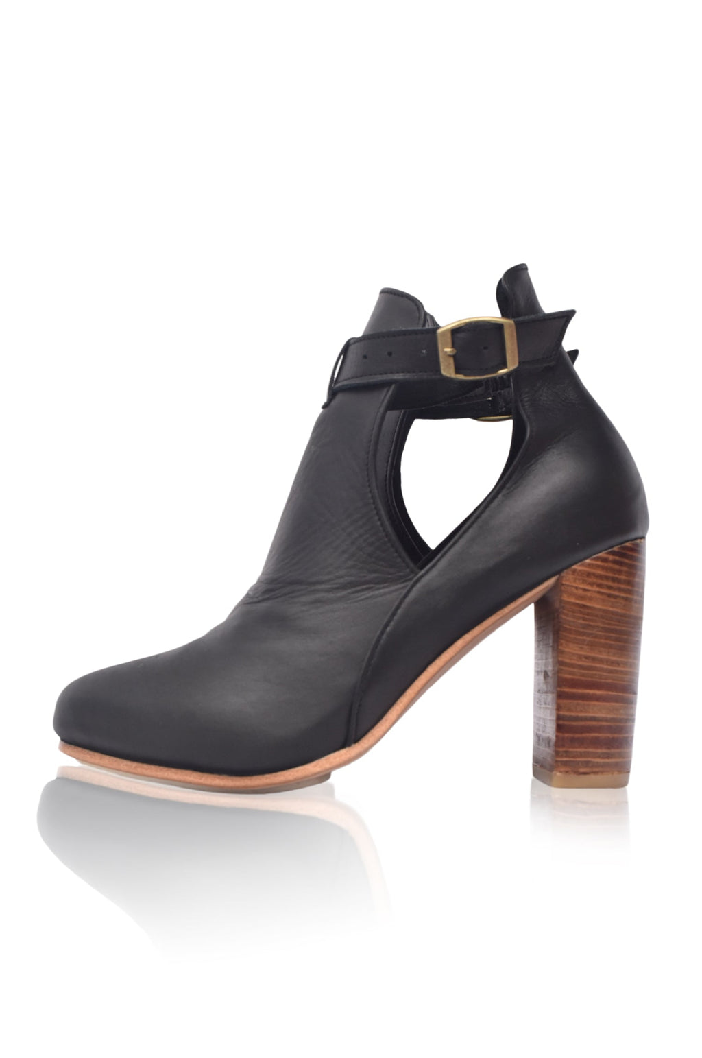 Everlast Wooden Heel Leather Booties-1