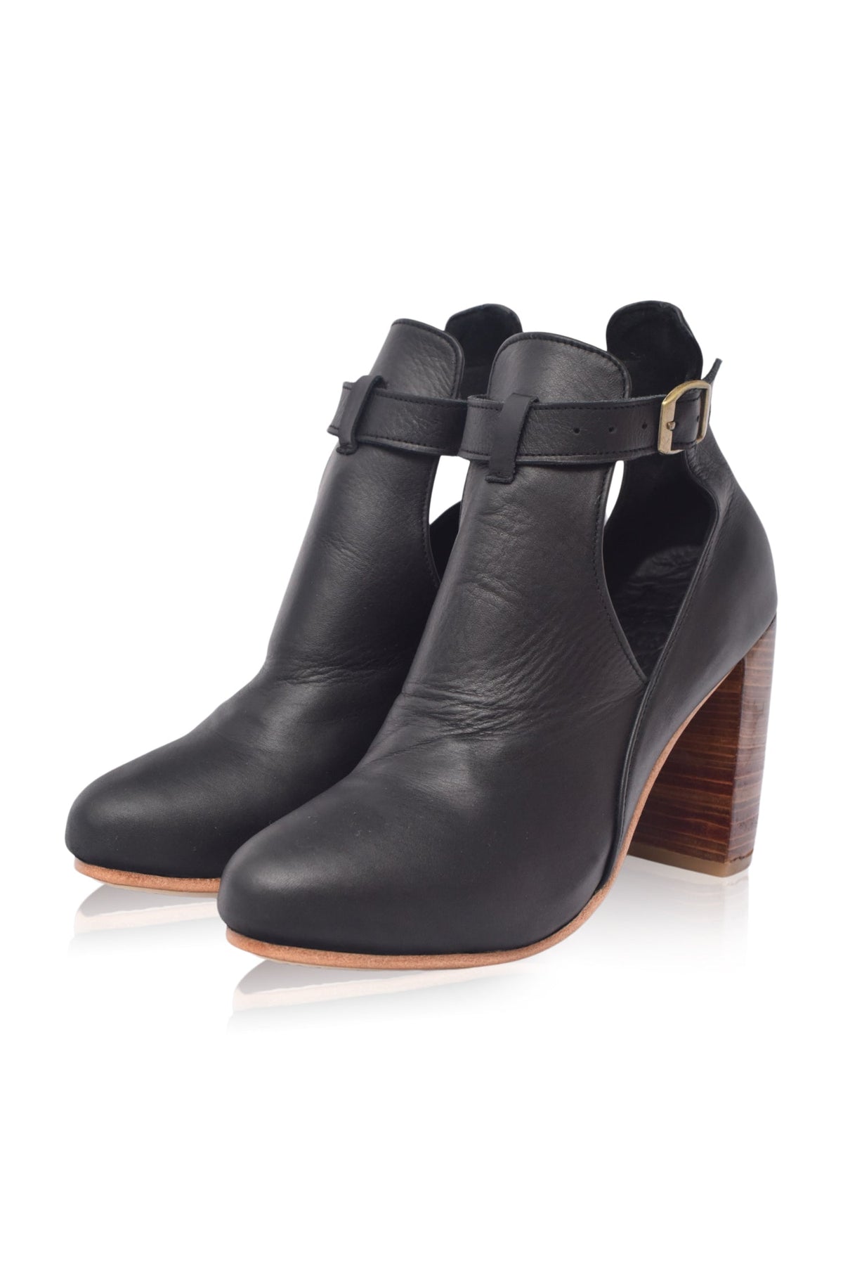 Everlast Wooden Heel Leather Booties-2