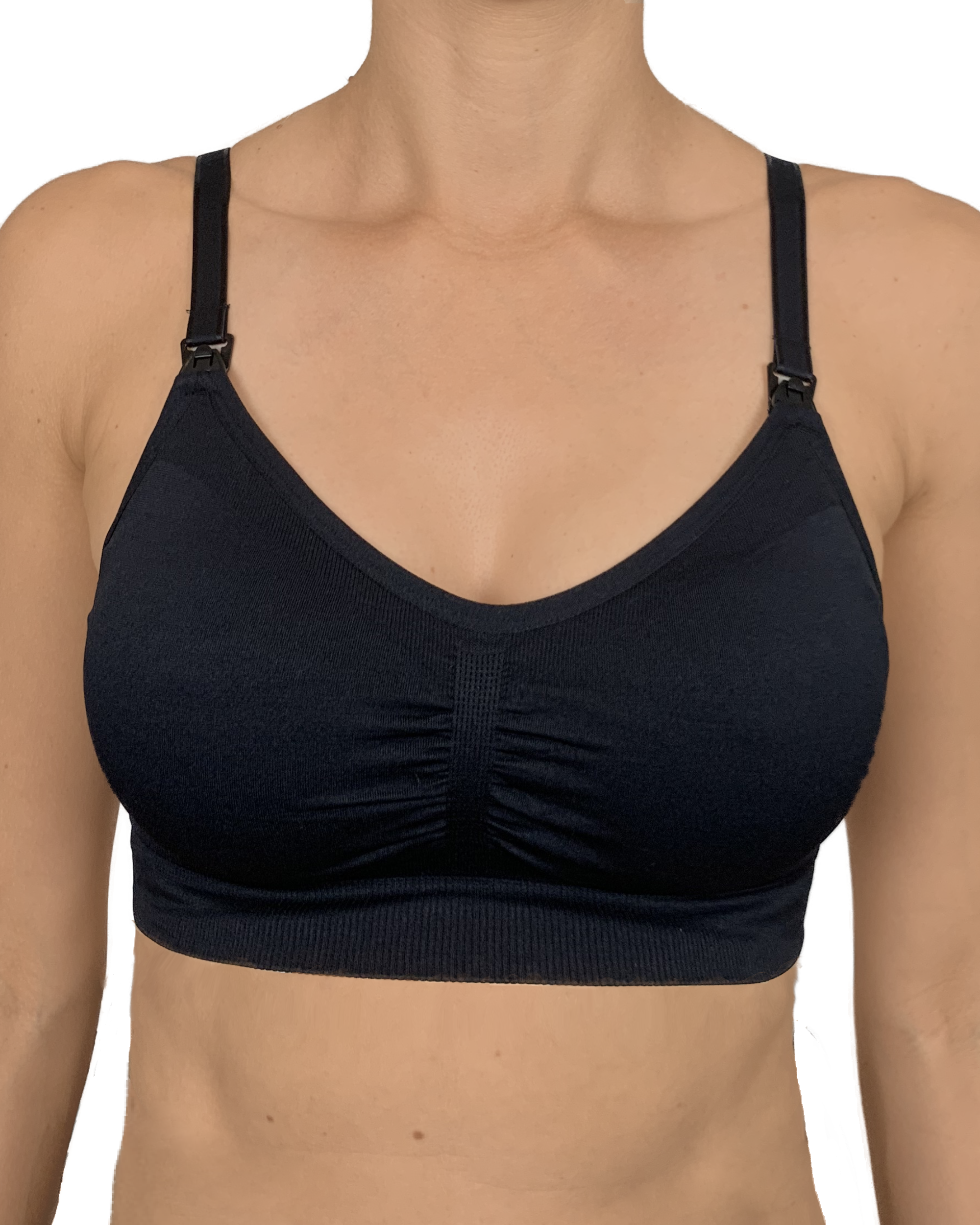 White everyday seamfree maternity and nursing bra with drop-down cups and ribbed underband — view 4