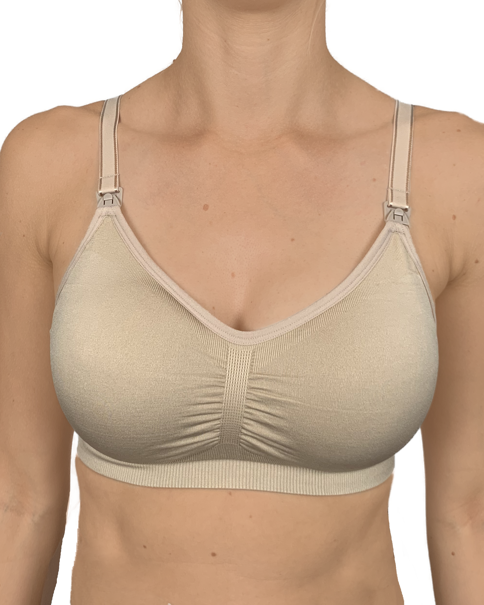 White everyday seamfree maternity and nursing bra with drop-down cups and ribbed underband — view 5