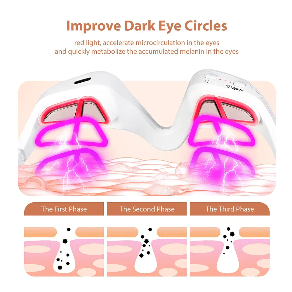 White hands-free 3D eye massager device for EMS and red light therapy. — view 5