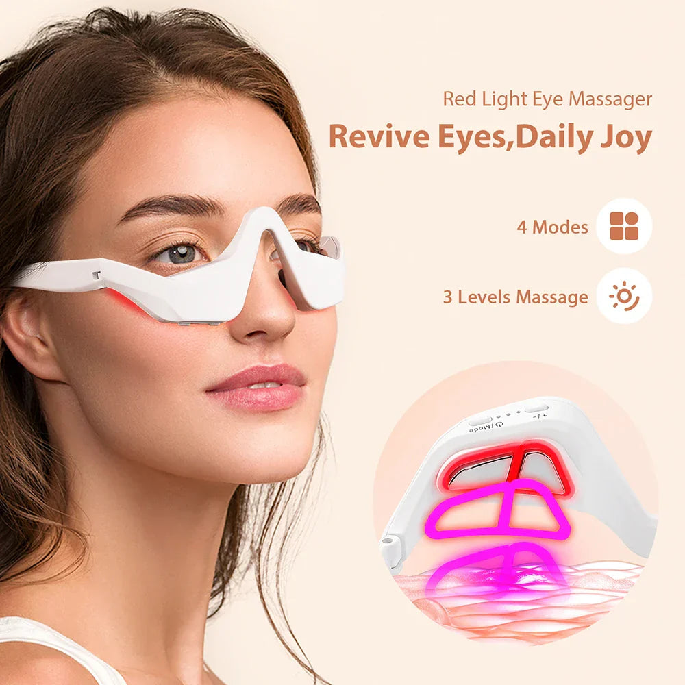 White hands-free 3D eye massager device for EMS and red light therapy. — view 2
