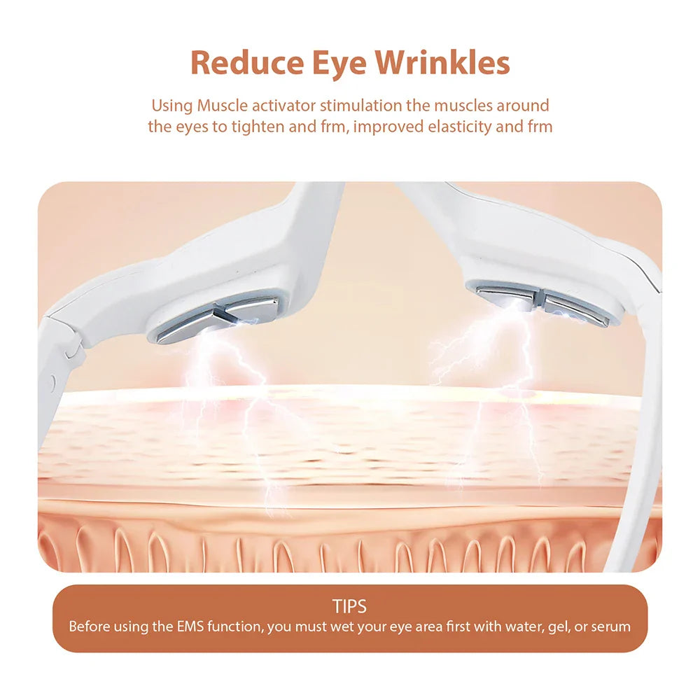 White hands-free 3D eye massager device for EMS and red light therapy. — view 4