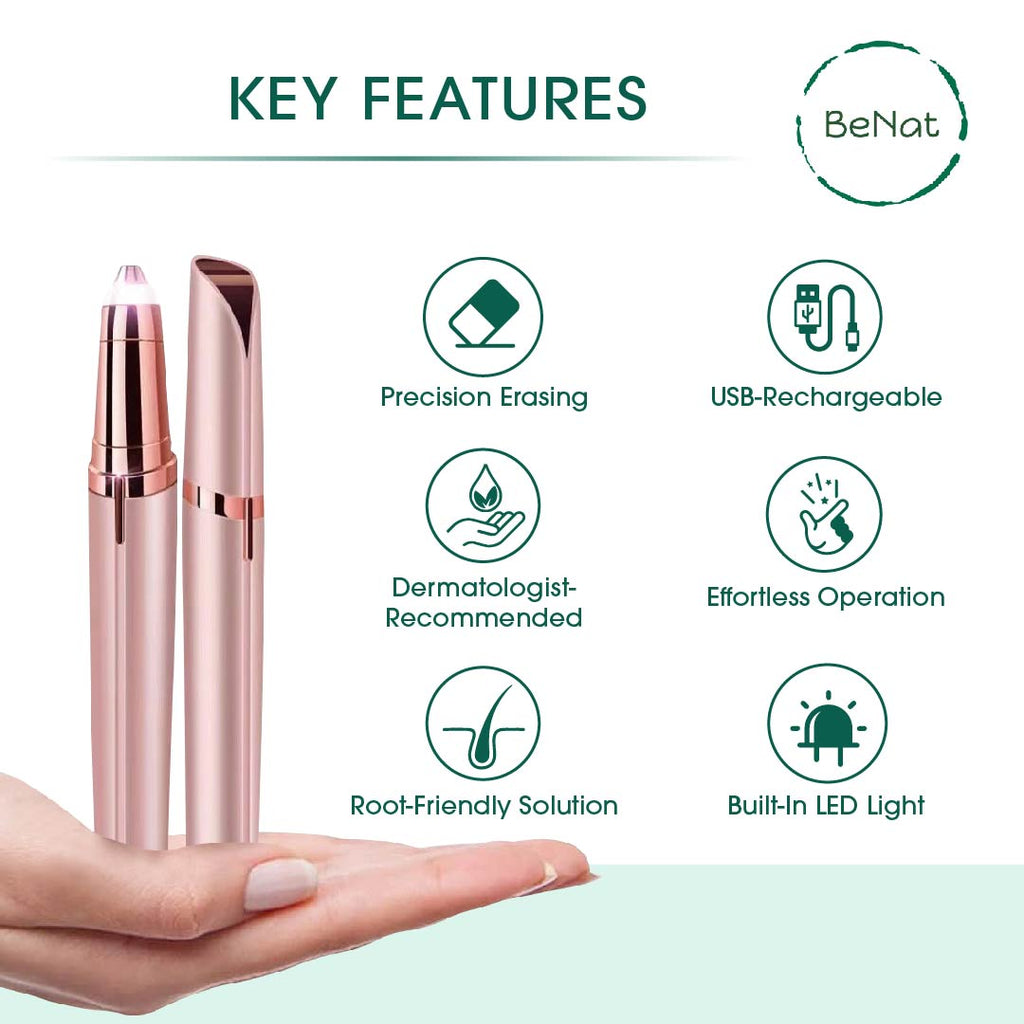 Rechargeable effortless beauty kit featuring facial hair remover, eyebrow trimmer, and heated eyelash curler. — view 4