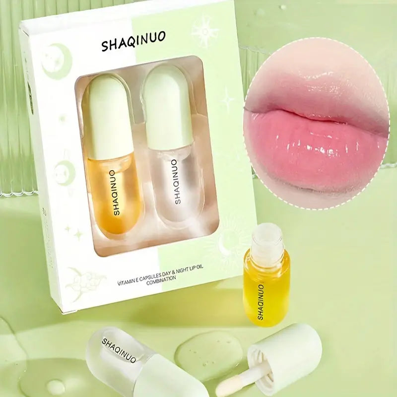 Lip plumper and hydrating lip oil set in clear cosmetic bottles for daily skincare — view 3
