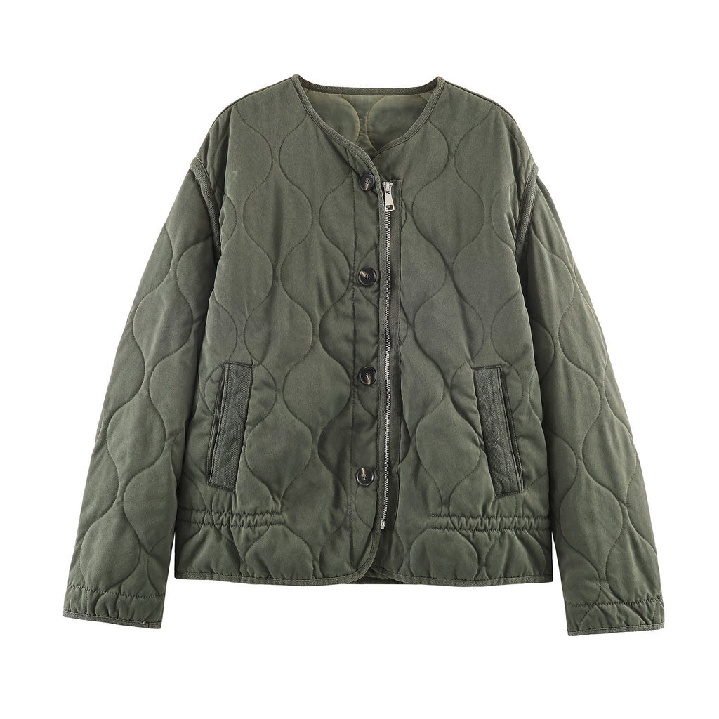 Women's Jacket Olive Green Quilted Liner BYMANYC ® New York SOHO KHAKI ONION QUILLED JACKET - New Collection-1