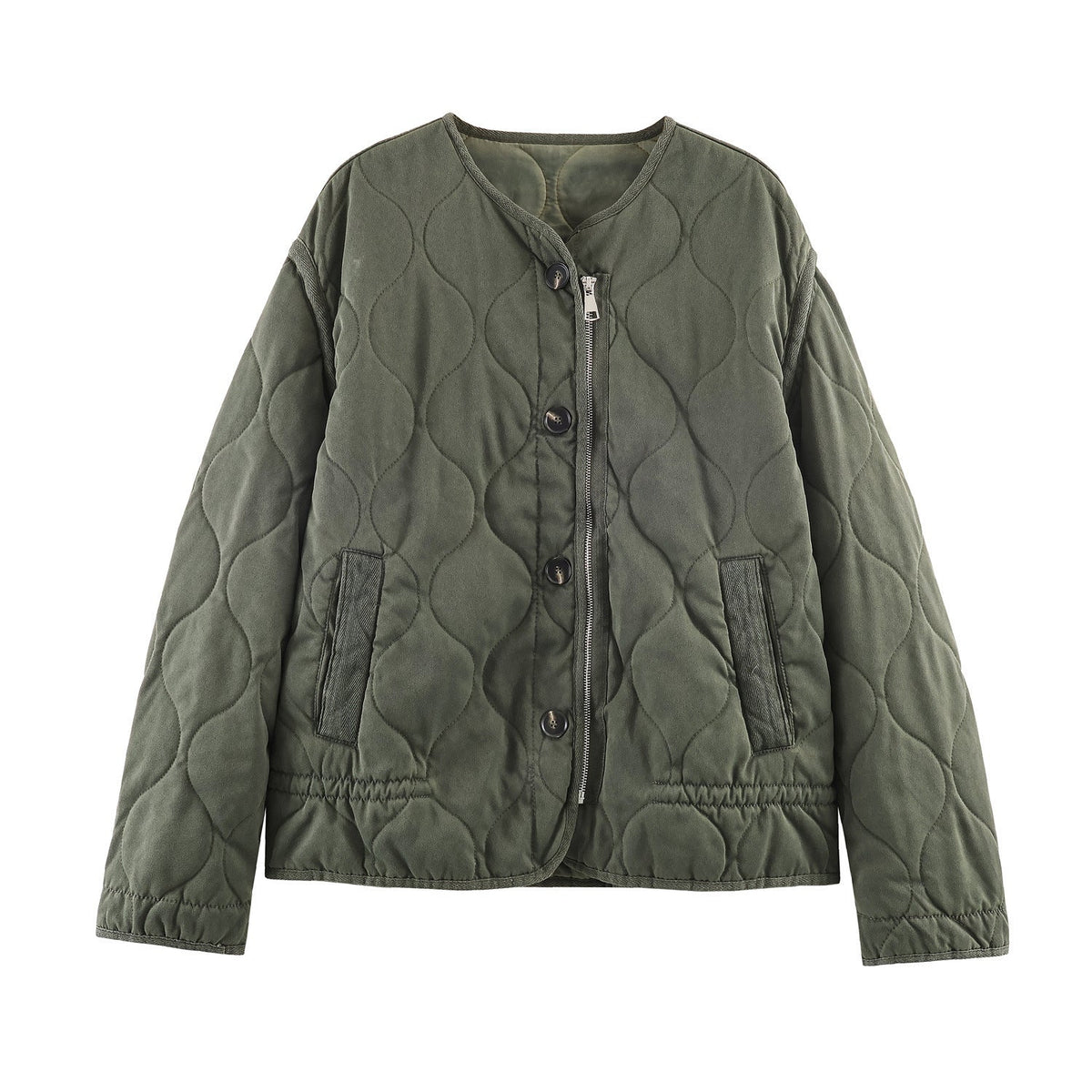 Women's Jacket Olive Green Quilted Liner BYMANYC ® New York SOHO KHAKI ONION QUILLED JACKET - New Collection-1