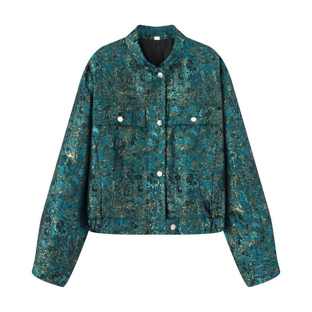 Women's Metallic Jacquard Turquoise Jacket BYMANYC ® New York CONTEMPORARY VIBRANT MODERN FASHION - New Collection-1