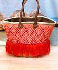 Artisan Red Orange Fringe Tote-0