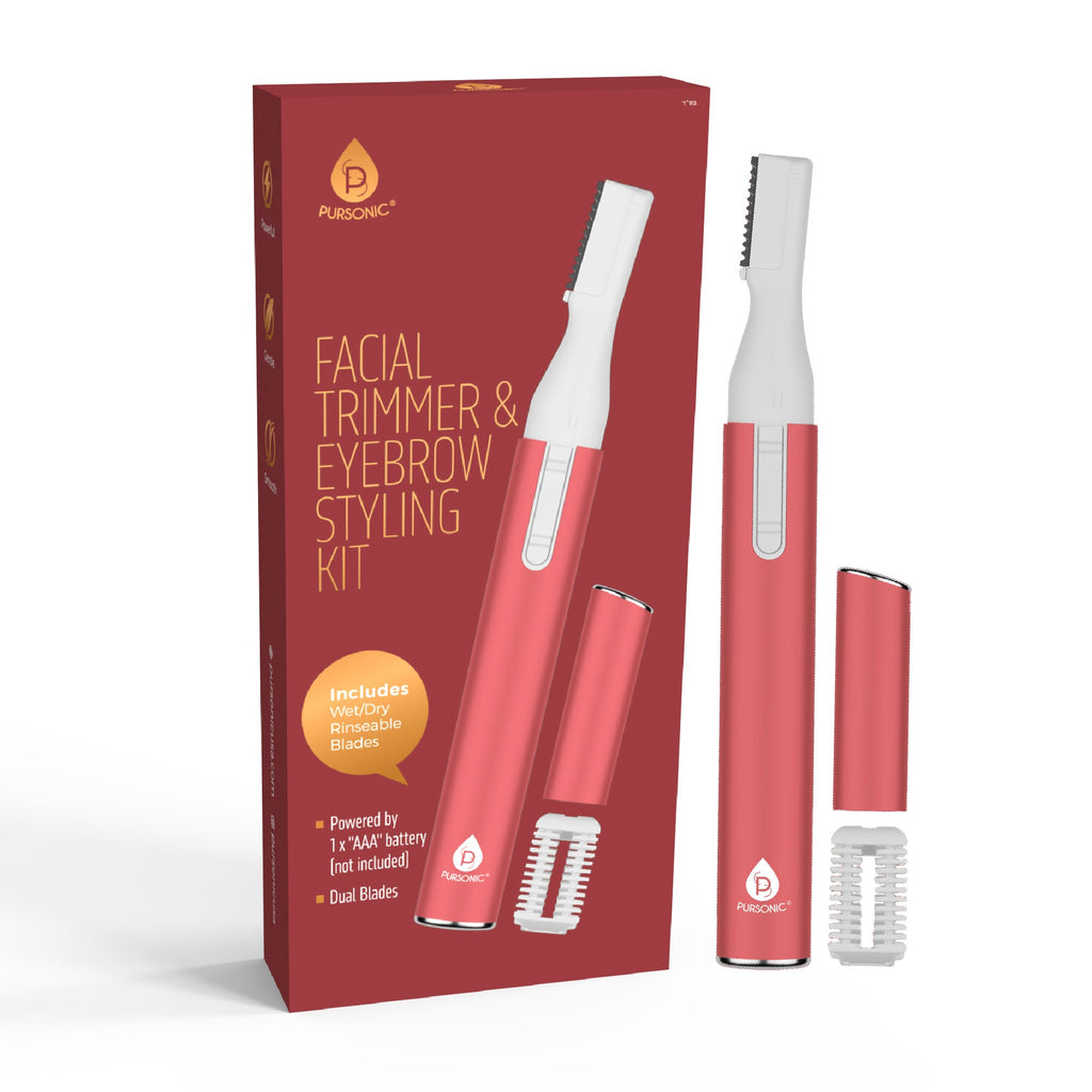 White Pursonic precision beauty duo electric facial shaver and eyebrow styling trimmer kit with comb attachments — view 2