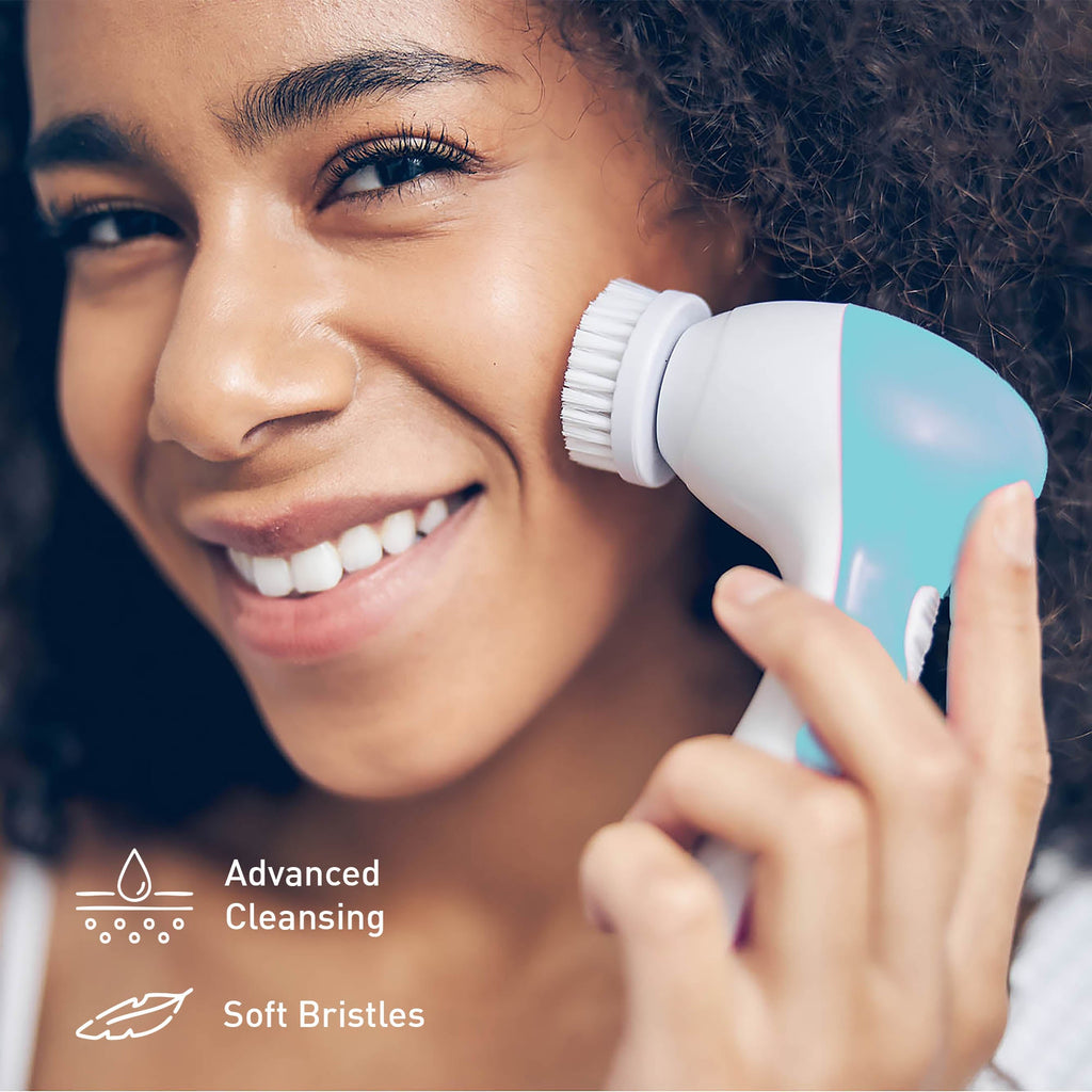 Comprehensive anti-aging skincare bundle with facial cleansing brush, three serums, and micro needle derma roller — view 4