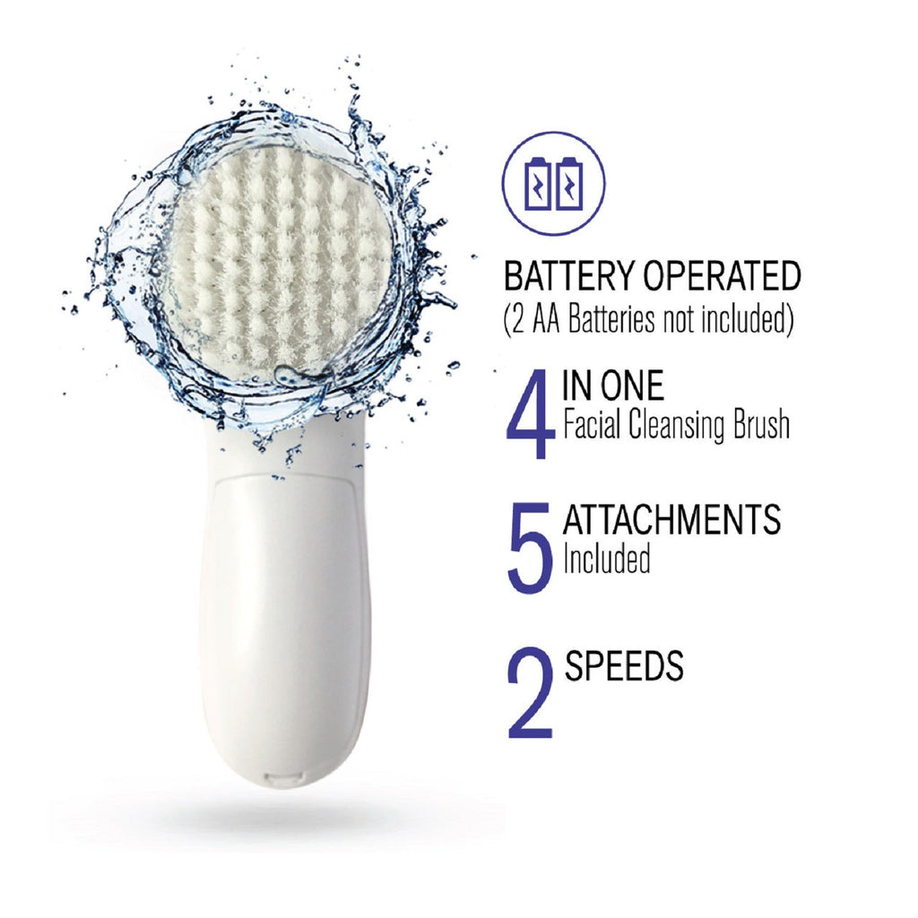 Advanced facial cleansing brush with five interchangeable attachment heads for deep exfoliation and makeup removal — view 2