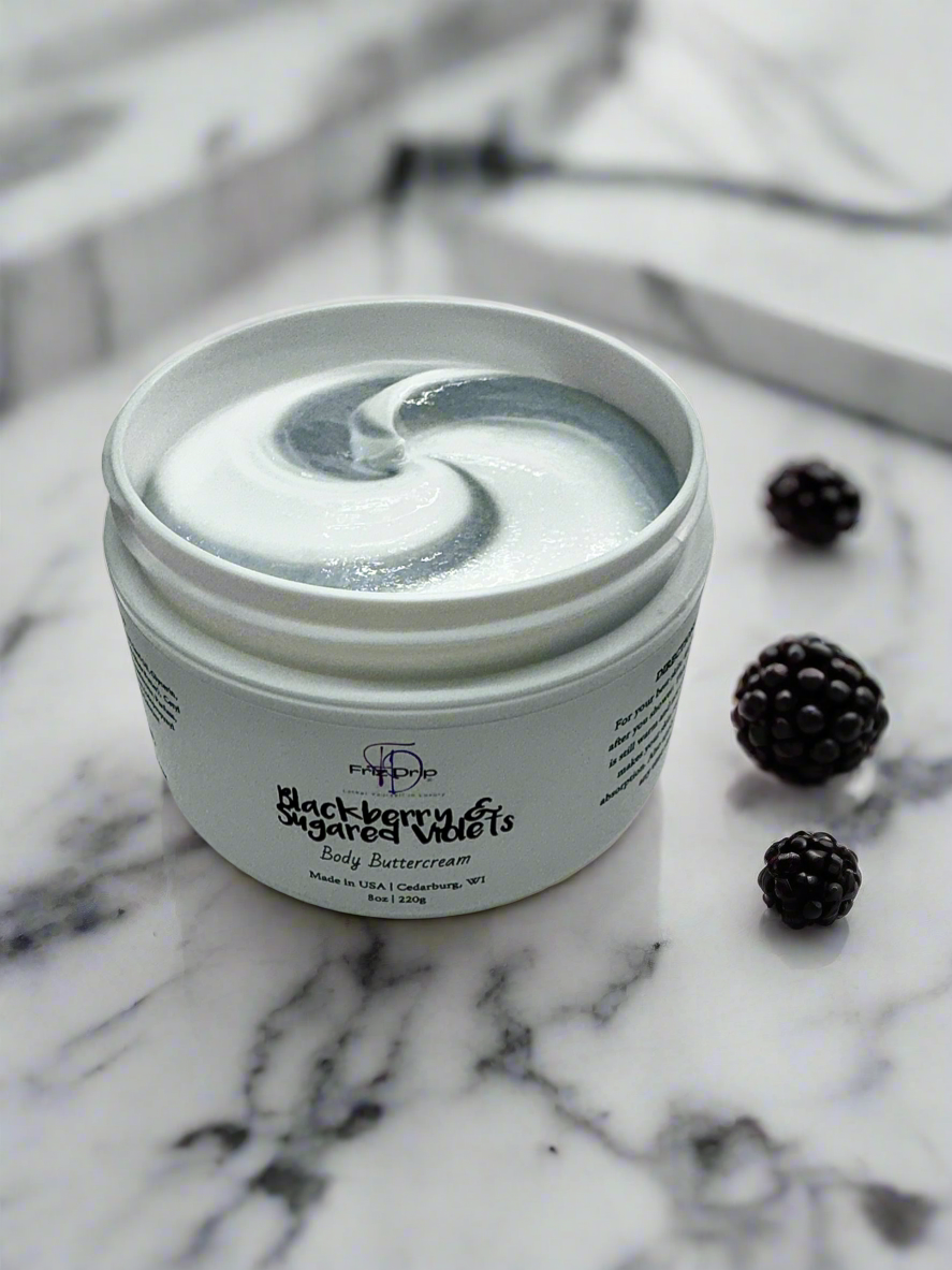Blackberry & Sugared Violets Body Buttercream – Moisturizing Shea Butter & Safflower Oil, Fruity Floral & Vanilla Scent, 8 oz-1
