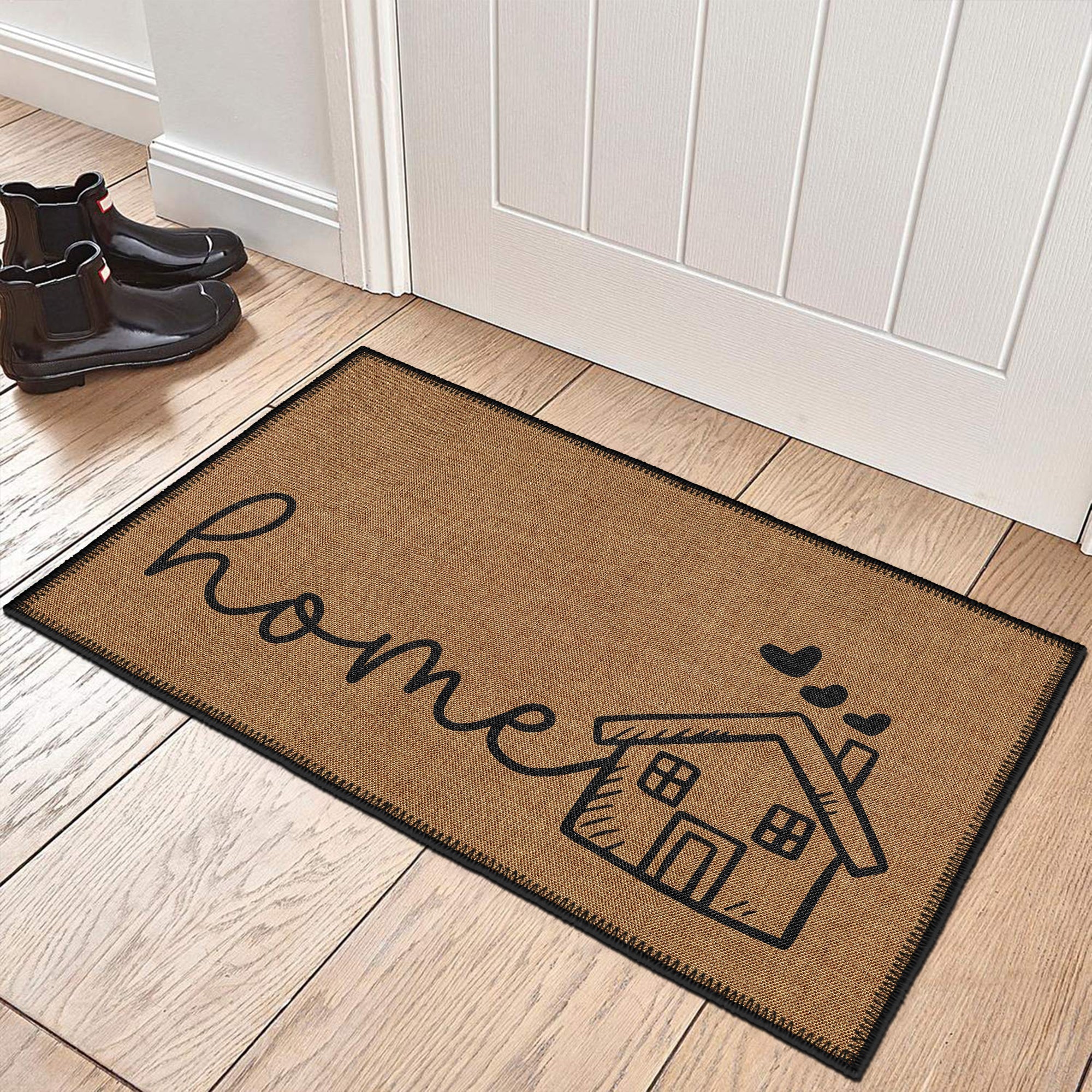 Koussi washable vintage boho cotton doormat with non slip base and chenille woven surface — view 4