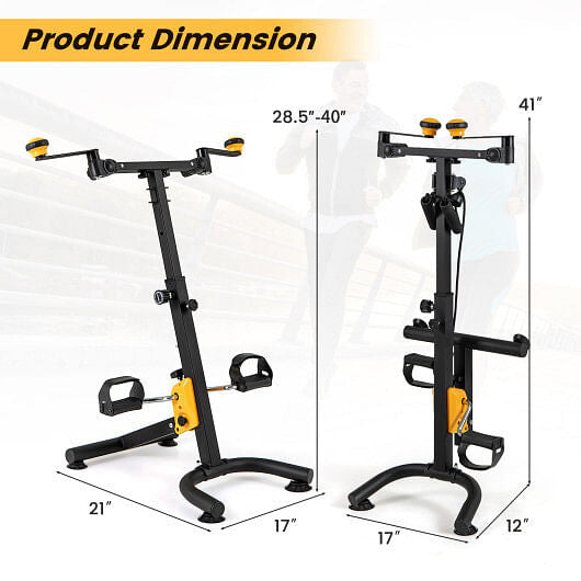 Yellow pedal exerciser for seniors with adjustable handgrips, pedal straps, and non-slip foot base — view 4