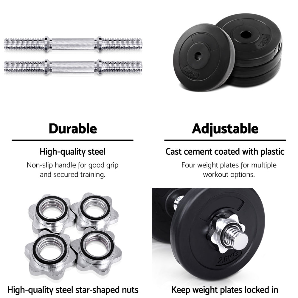 NNEDSZ 15kg Dumbbell Set Weight Plates Dumbbells Lifting Bench