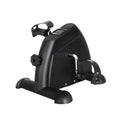 Black mini exercise bike under desk pedal exerciser with adjustable resistance knob and digital LED monitor