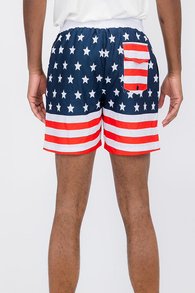 Flag print swim shorts for men regular fit with 5.5 inch inseam and side pockets — view 3