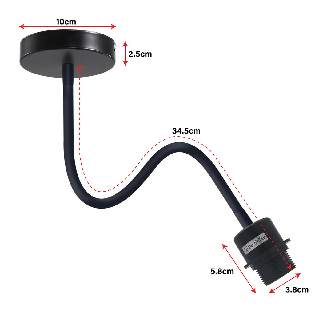 Flexible swan neck reading light in matte black, modern wall sconce fixture with adjustable E27 base. — view 3
