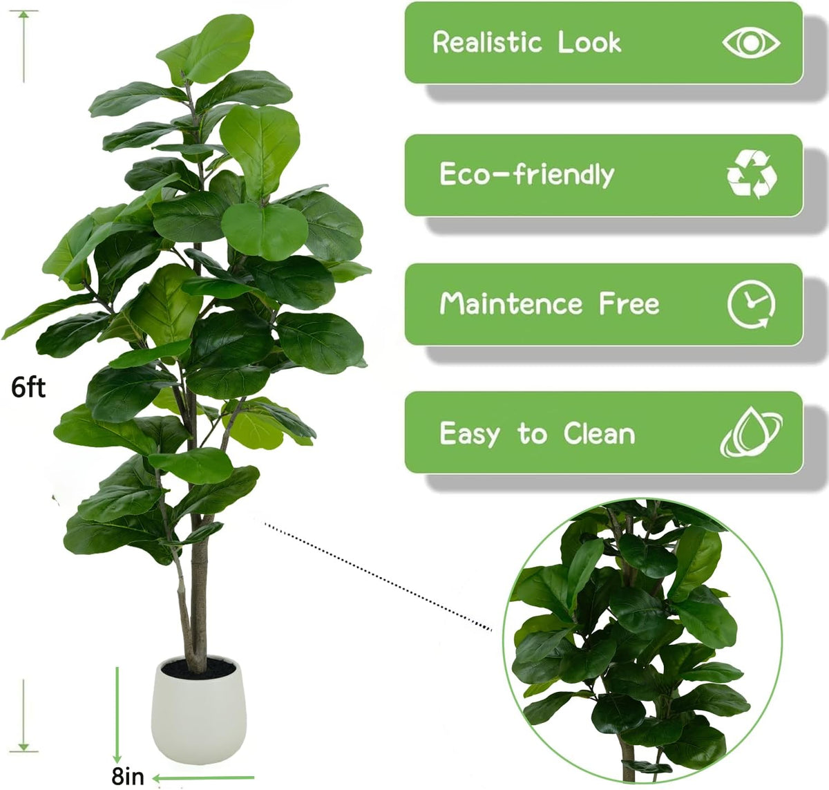 Faux Fiddle Leaf Fig Tree 6'-3