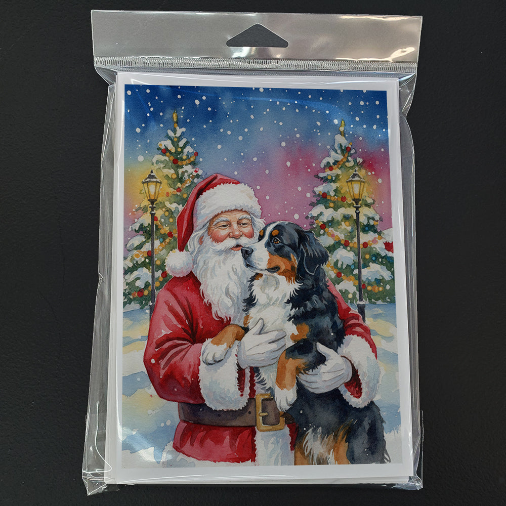 Bernese Mountain Dog with Santa Claus Greeting Cards Pack of 8-2