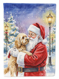 Cockapoo with Santa Claus House Flag-0