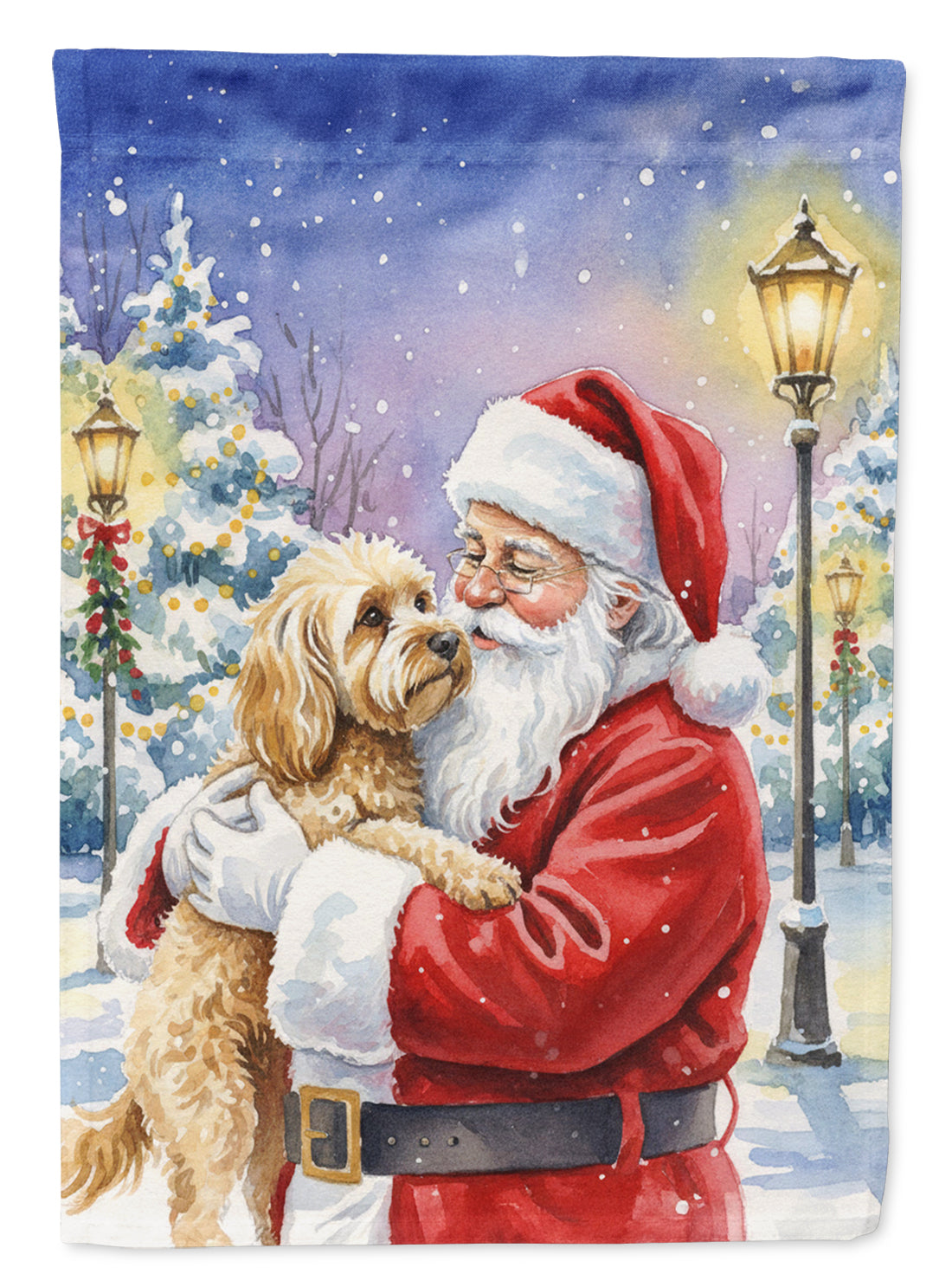 Cockapoo with Santa Claus House Flag-0