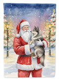 Keeshond with Santa Claus House Flag-0