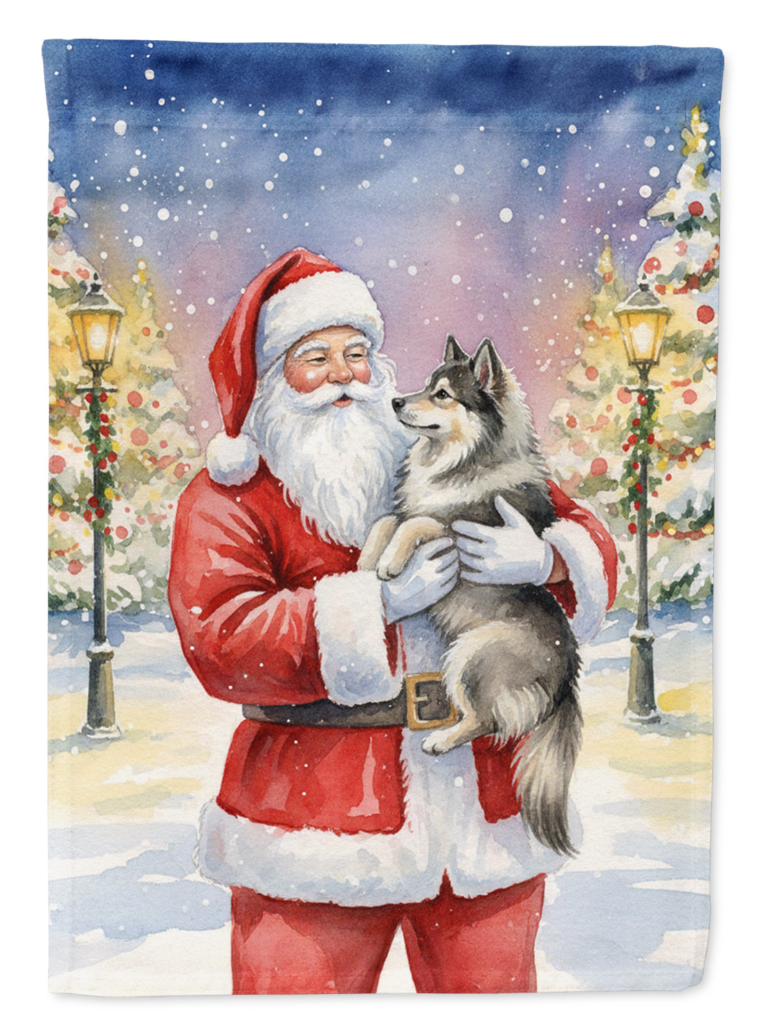 Keeshond with Santa Claus House Flag-0