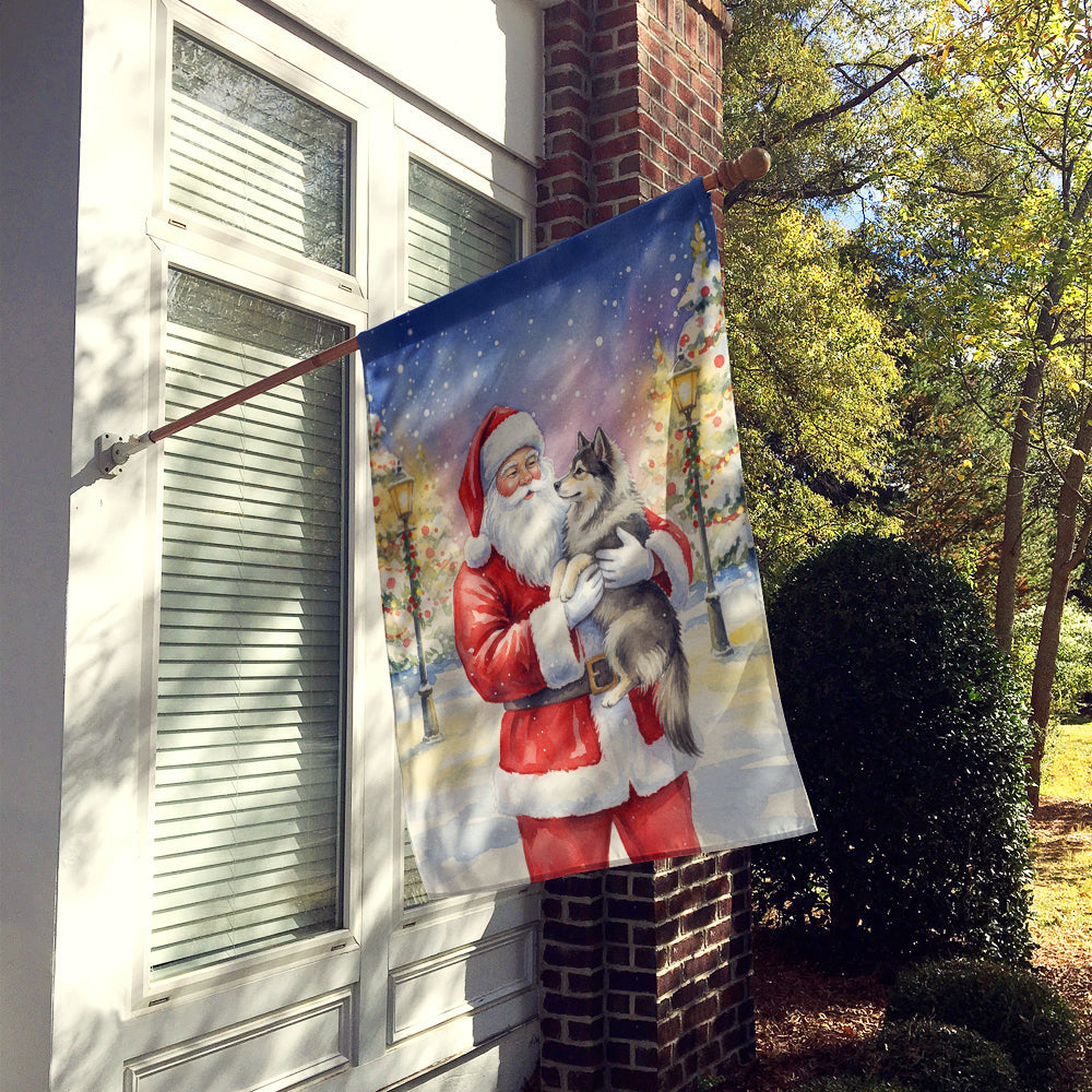 Keeshond with Santa Claus House Flag-1