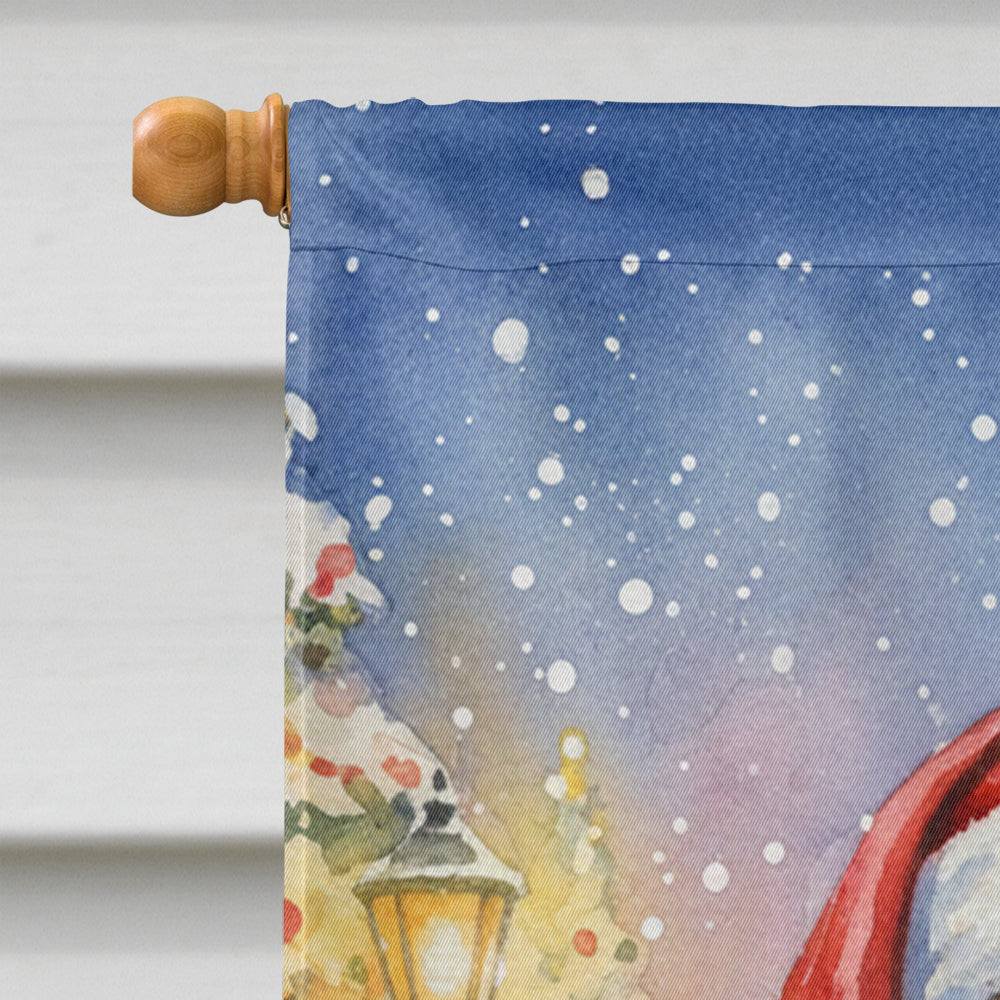 Keeshond with Santa Claus House Flag-2