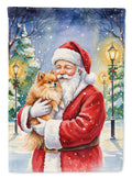 Pomeranian with Santa Claus House Flag-0