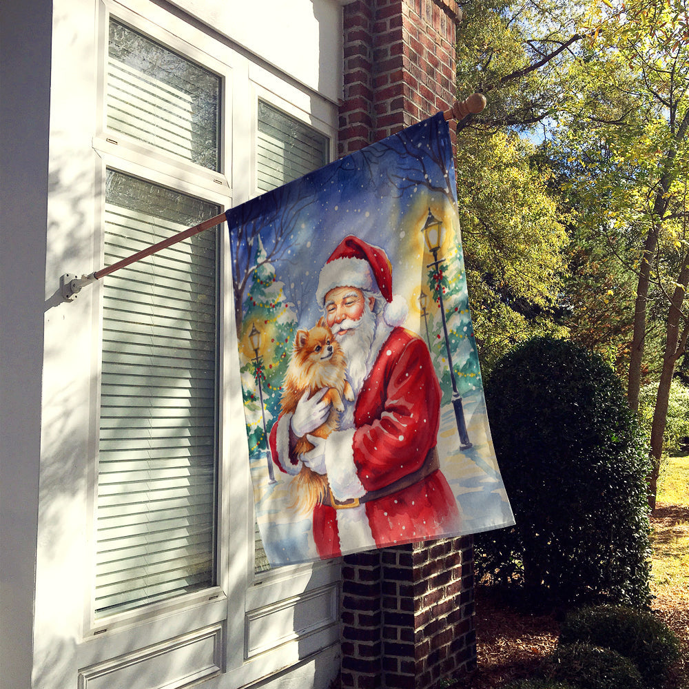 Pomeranian with Santa Claus House Flag-1