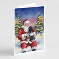Black Pug with Santa Claus Greeting Cards Pack of 8-0