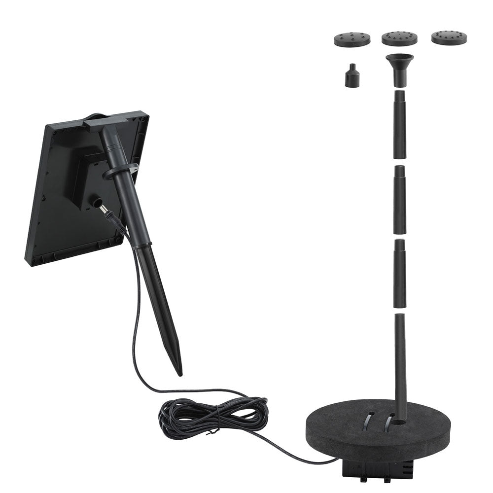 Black solar powered submersible water fountain pump for bird baths and outdoor and outdoor ponds — view 3