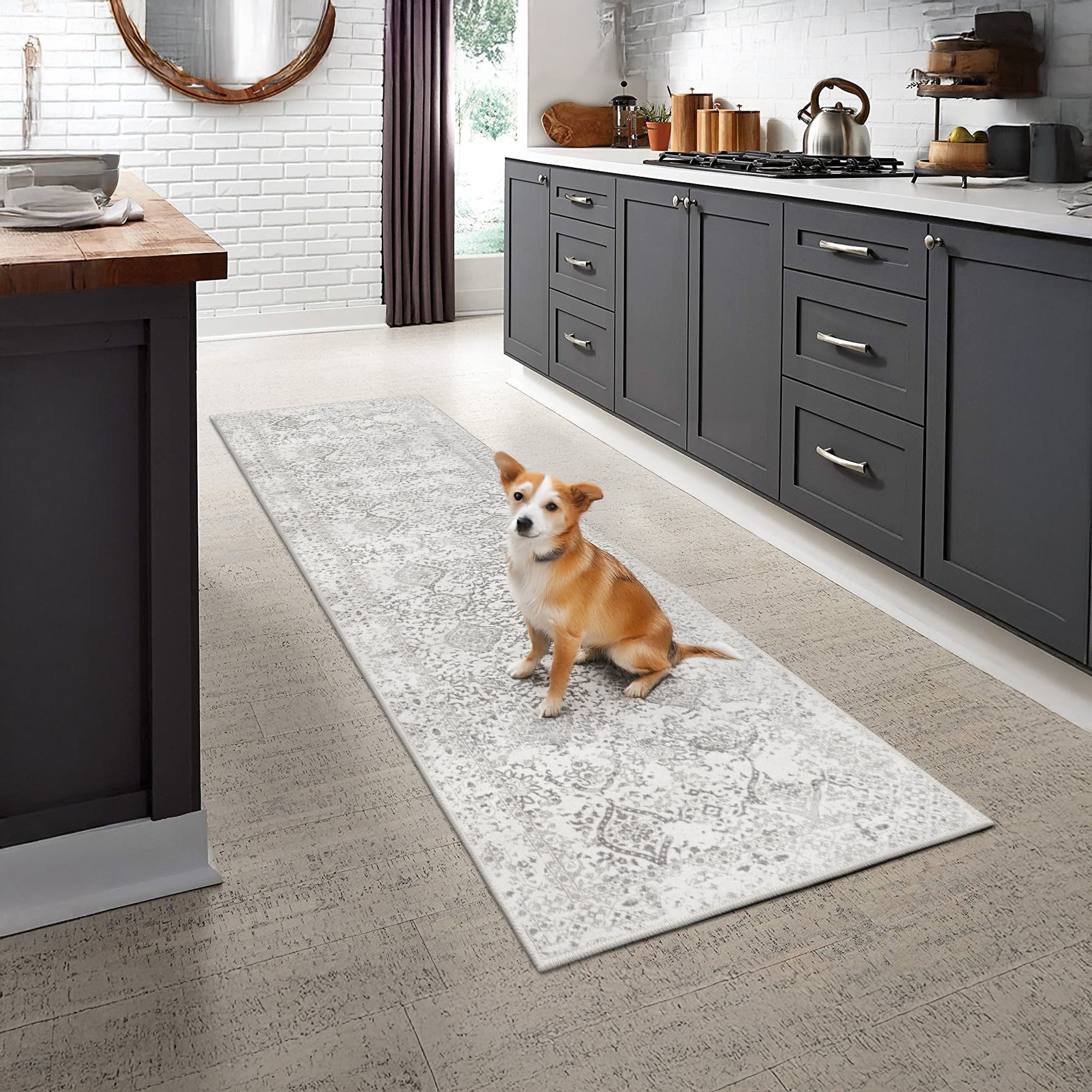 Dachstein vintage boho area rug featuring a low pile cotton surface and non slip base — view 3