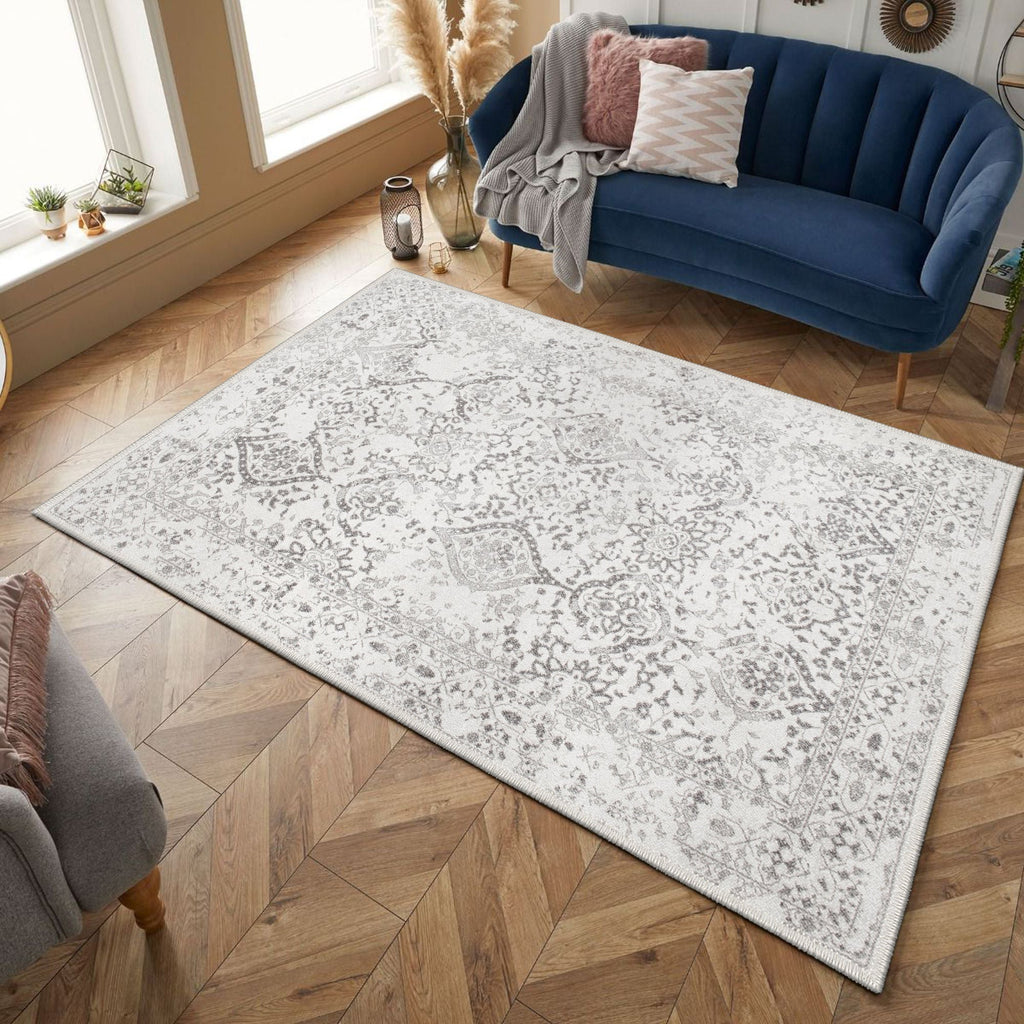 Dachstein vintage boho area rug featuring a low pile cotton surface and non slip base — view 4