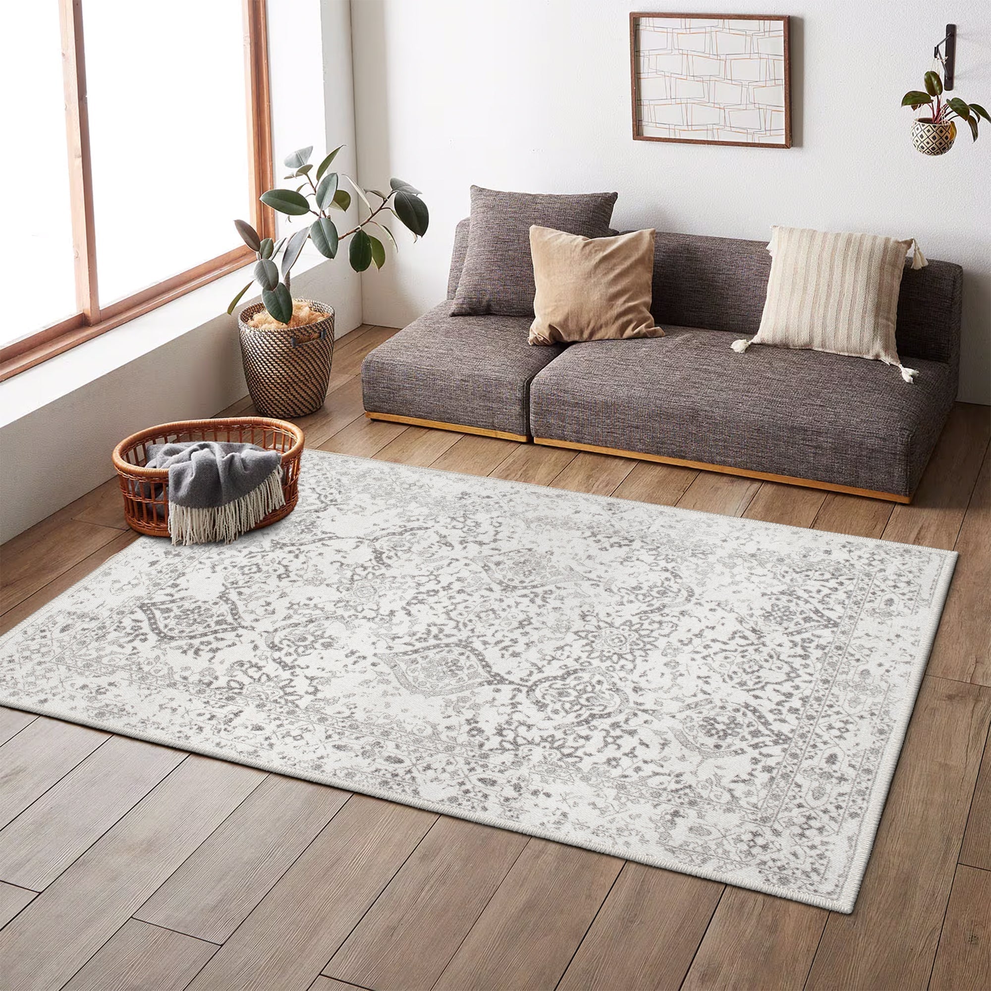 Dachstein vintage boho area rug featuring a low pile cotton surface and non slip base — view 5