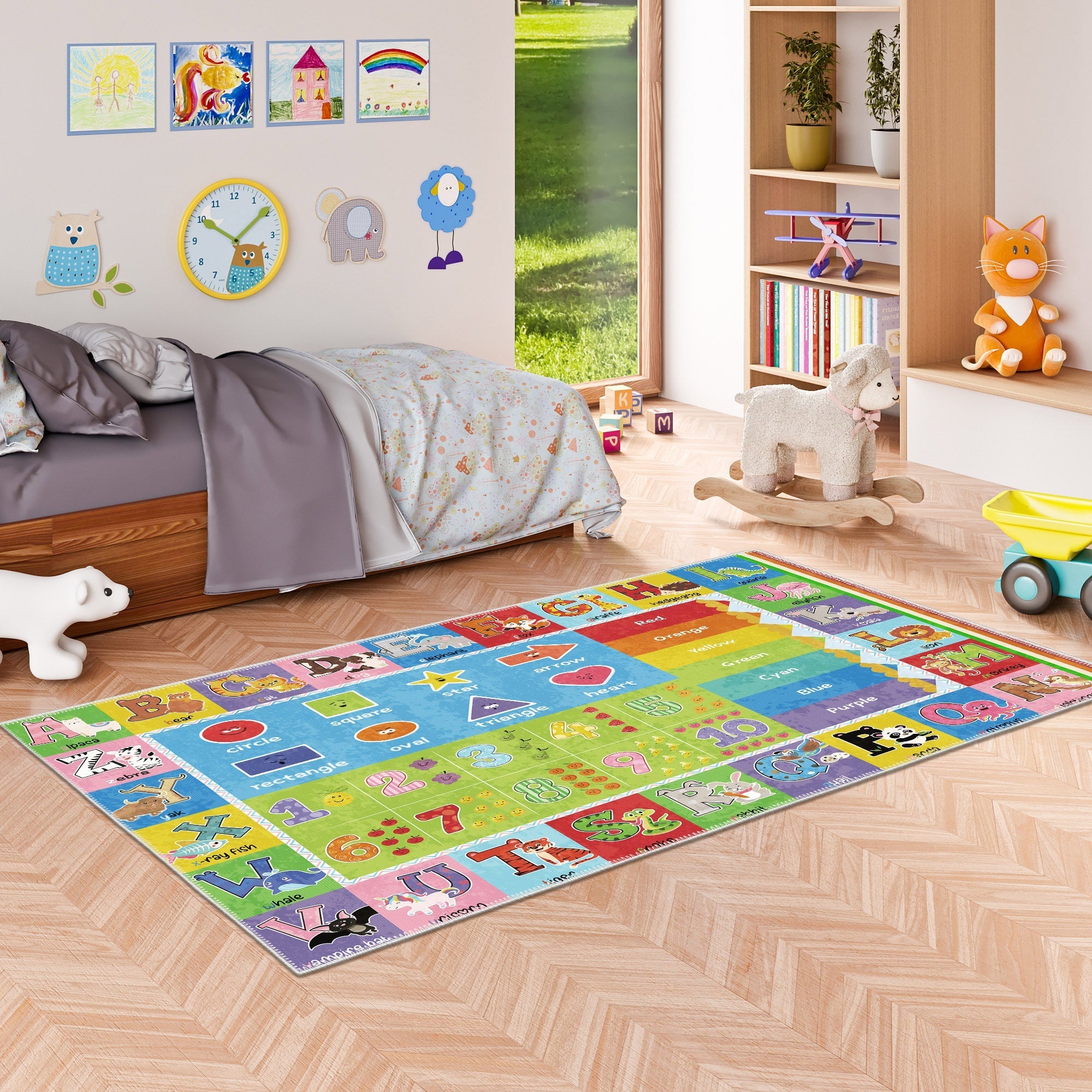 Vintage boho low pile cotton area rug with classic retro pattern for living spaces — view 5