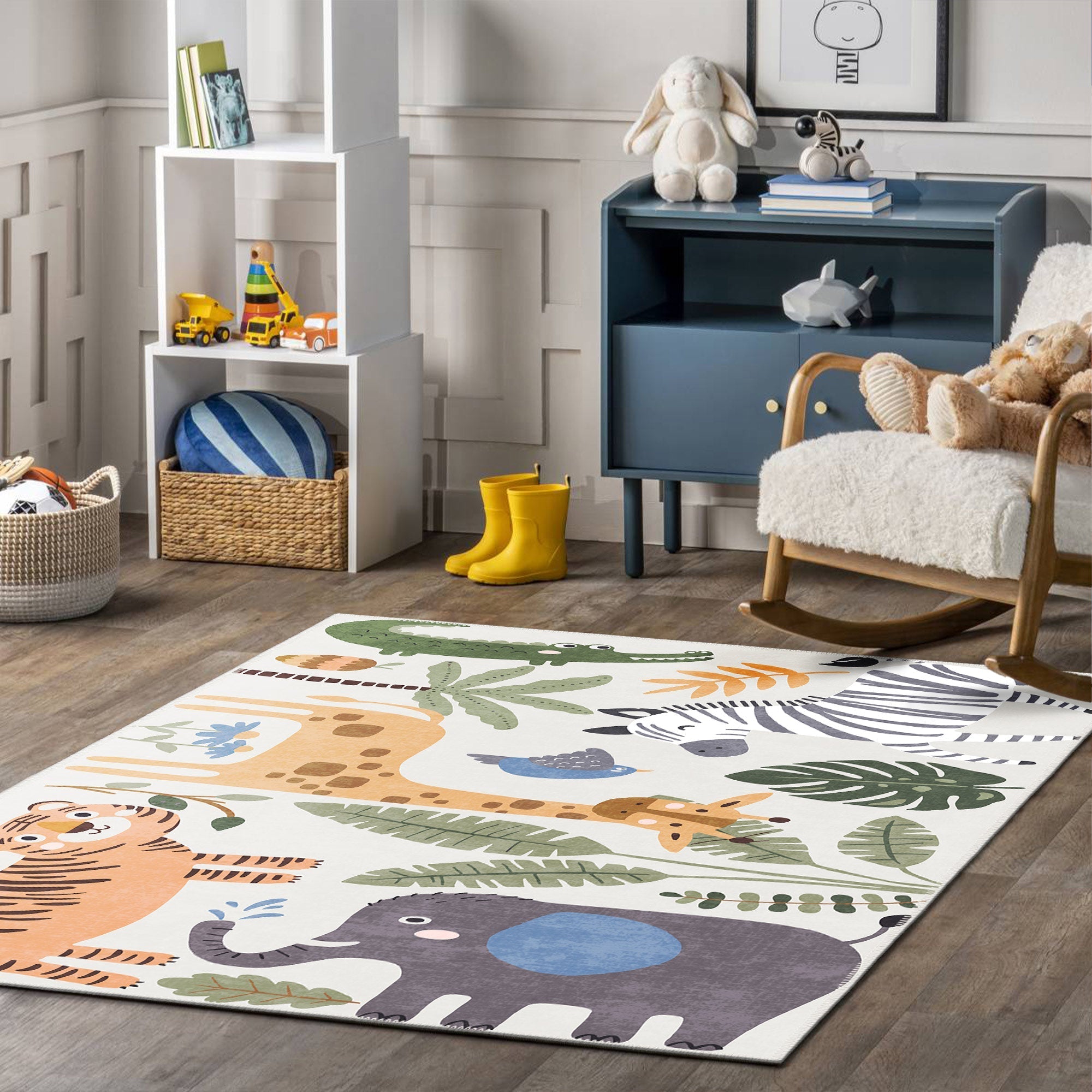 Mauna vintage boho area rug with cotton kilim base and soft textured chenille surface — view 4