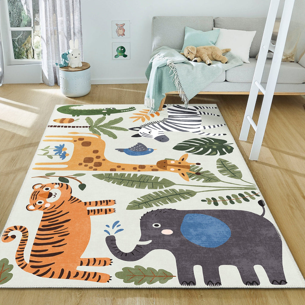 Mauna vintage boho area rug with cotton kilim base and soft textured chenille surface — view 5
