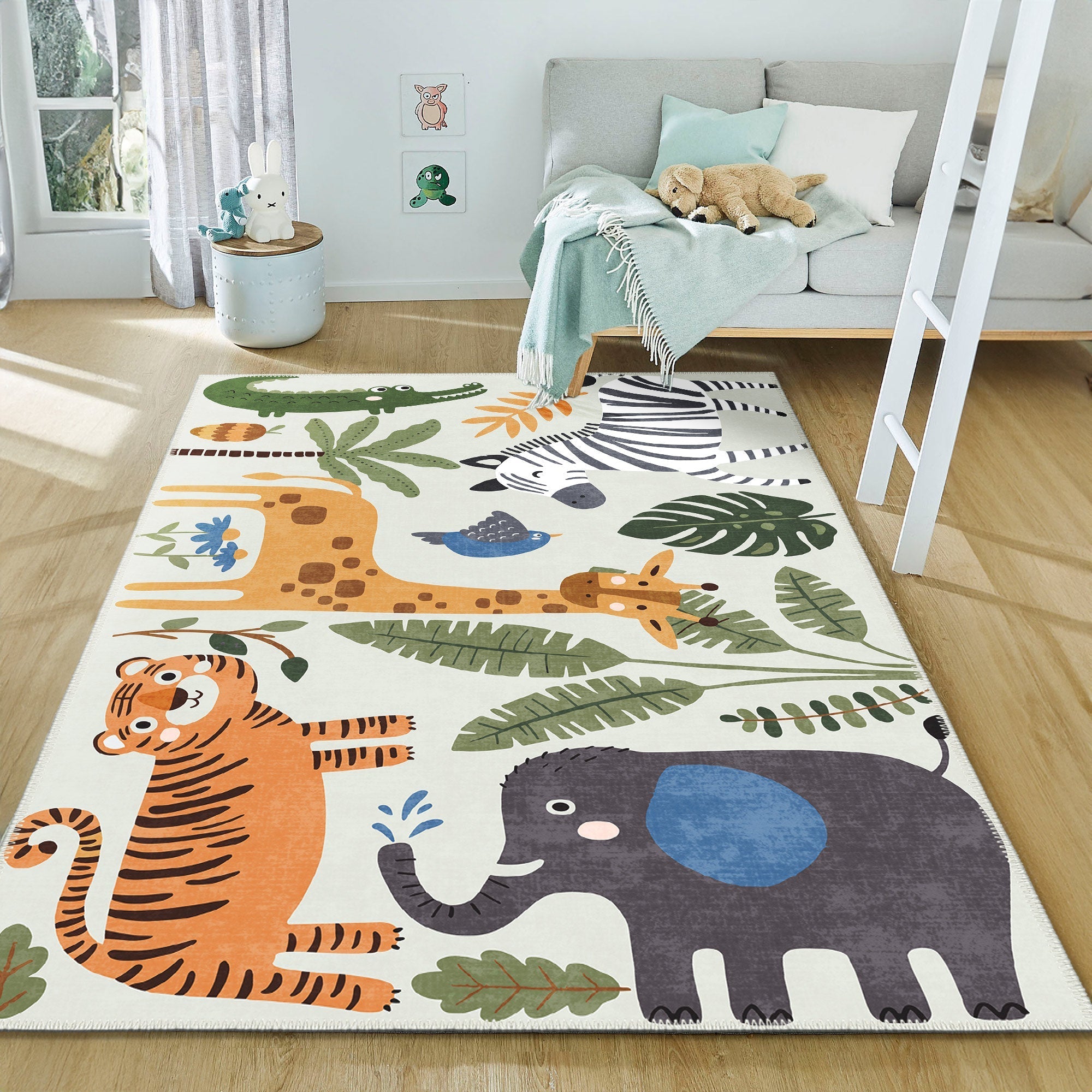 Mauna vintage boho area rug with cotton kilim base and soft textured chenille surface — view 5