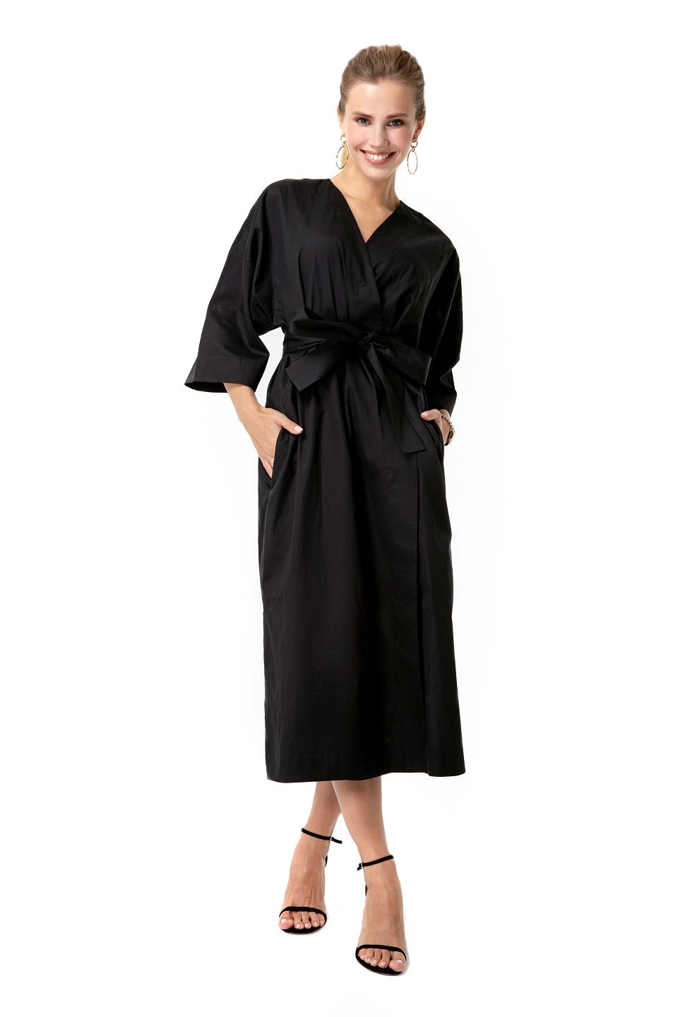 Amaterasu Tie Belt Maternity/Nursing Wrap Midi Dress-4