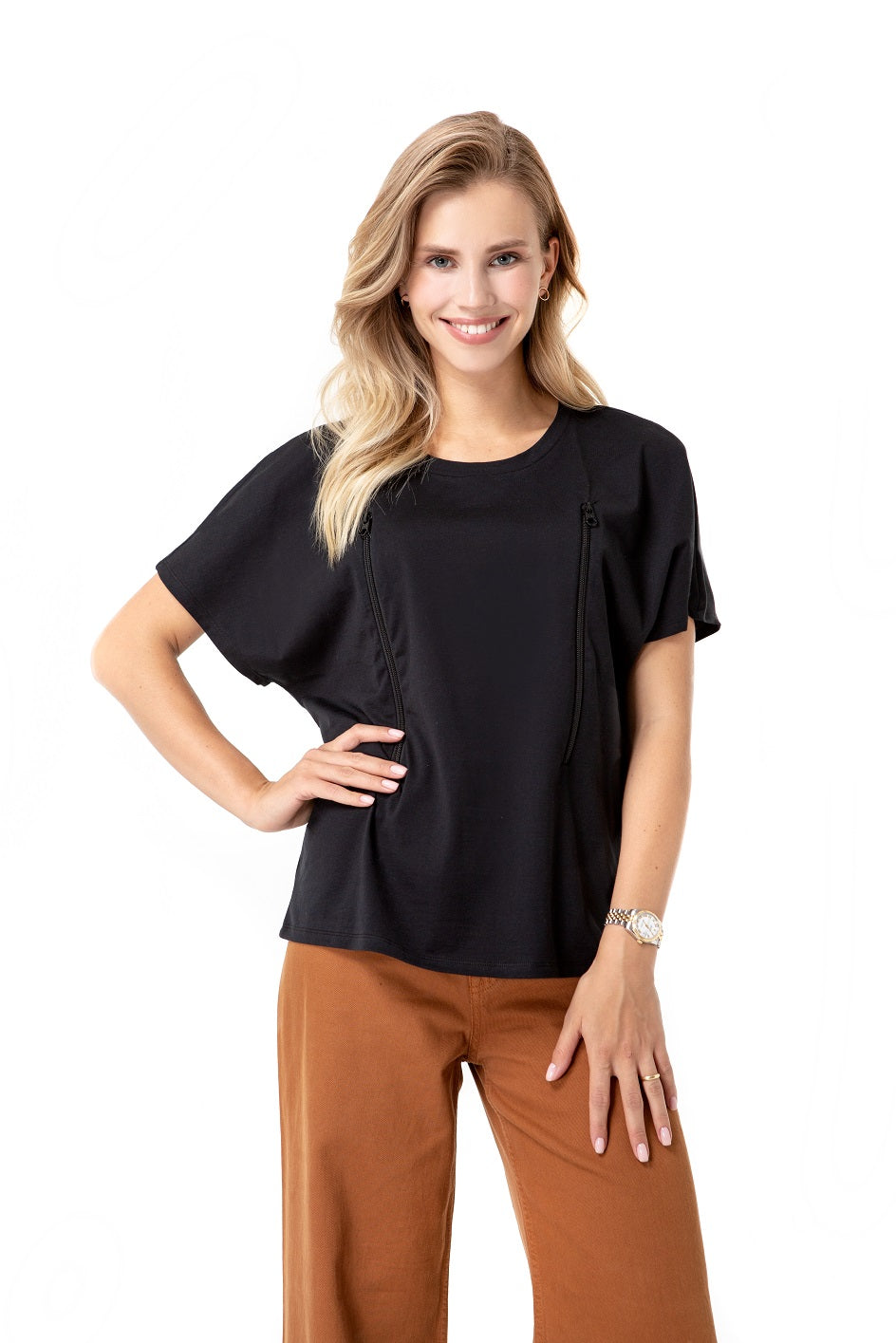 Zip Up Maternity/Nursing T-Shirt-2