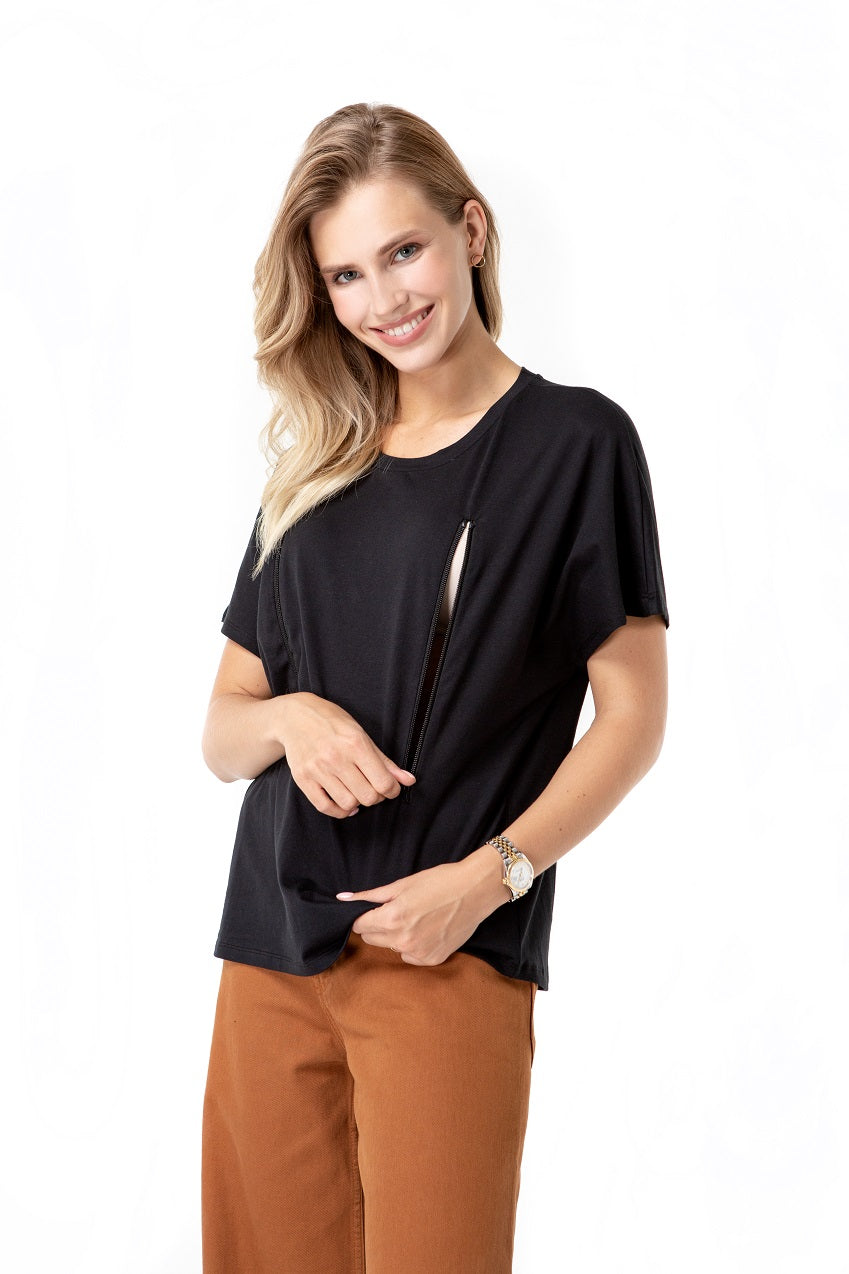 Zip Up Maternity/Nursing T-Shirt-4