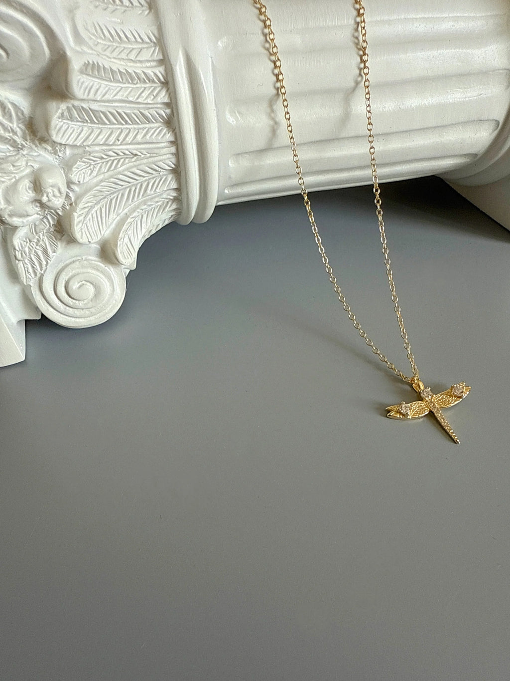18K Gold Plated 925 Sterling Silver Elegant Dragonfly Necklace-5