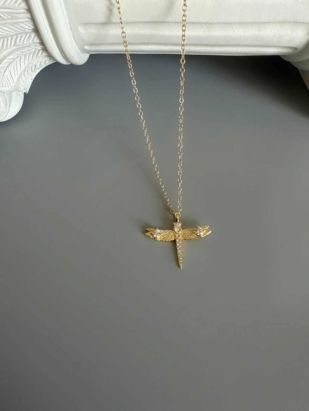 18K Gold Plated 925 Sterling Silver Elegant Dragonfly Necklace-6