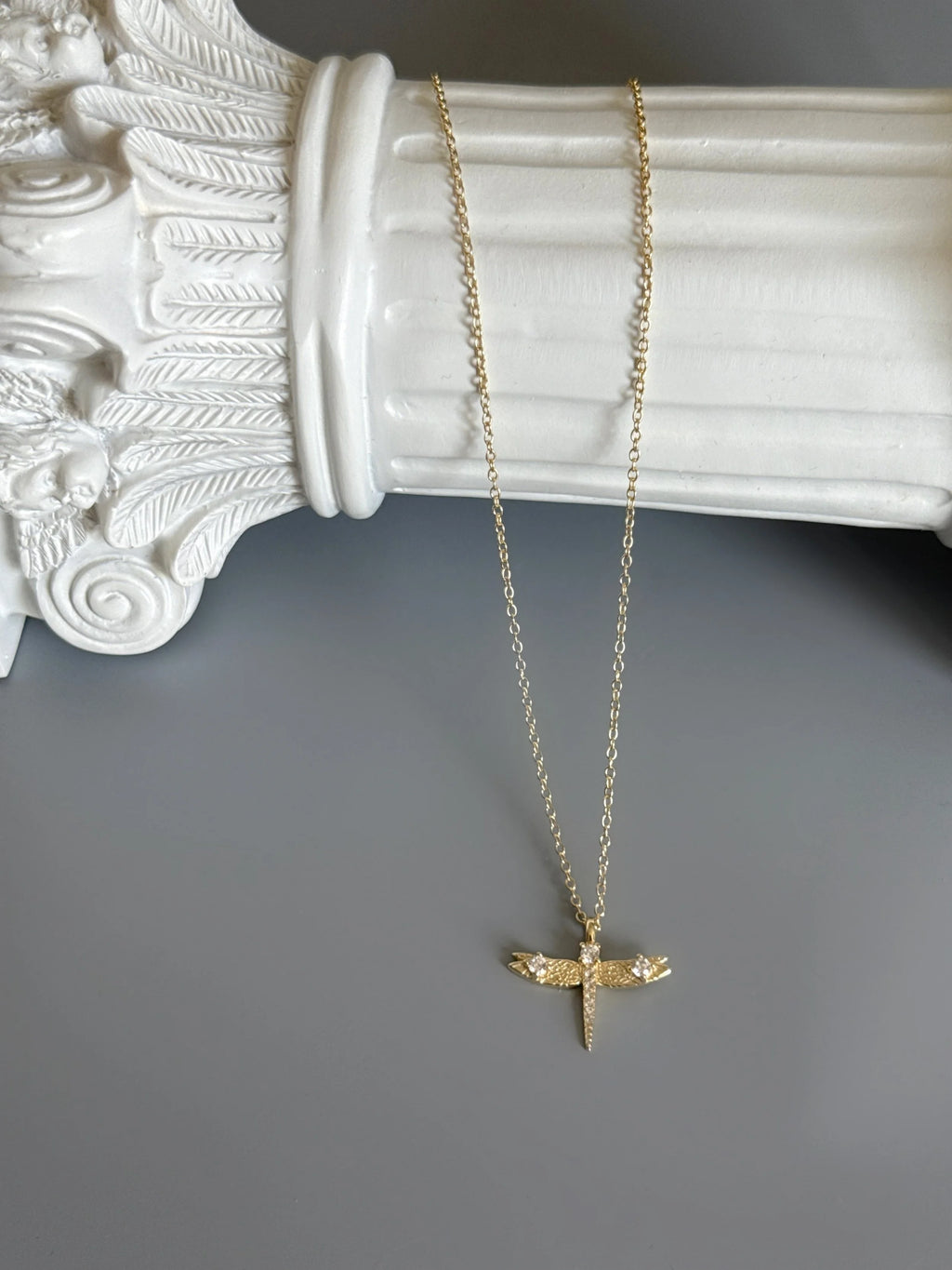 18K Gold Plated 925 Sterling Silver Elegant Dragonfly Necklace-8