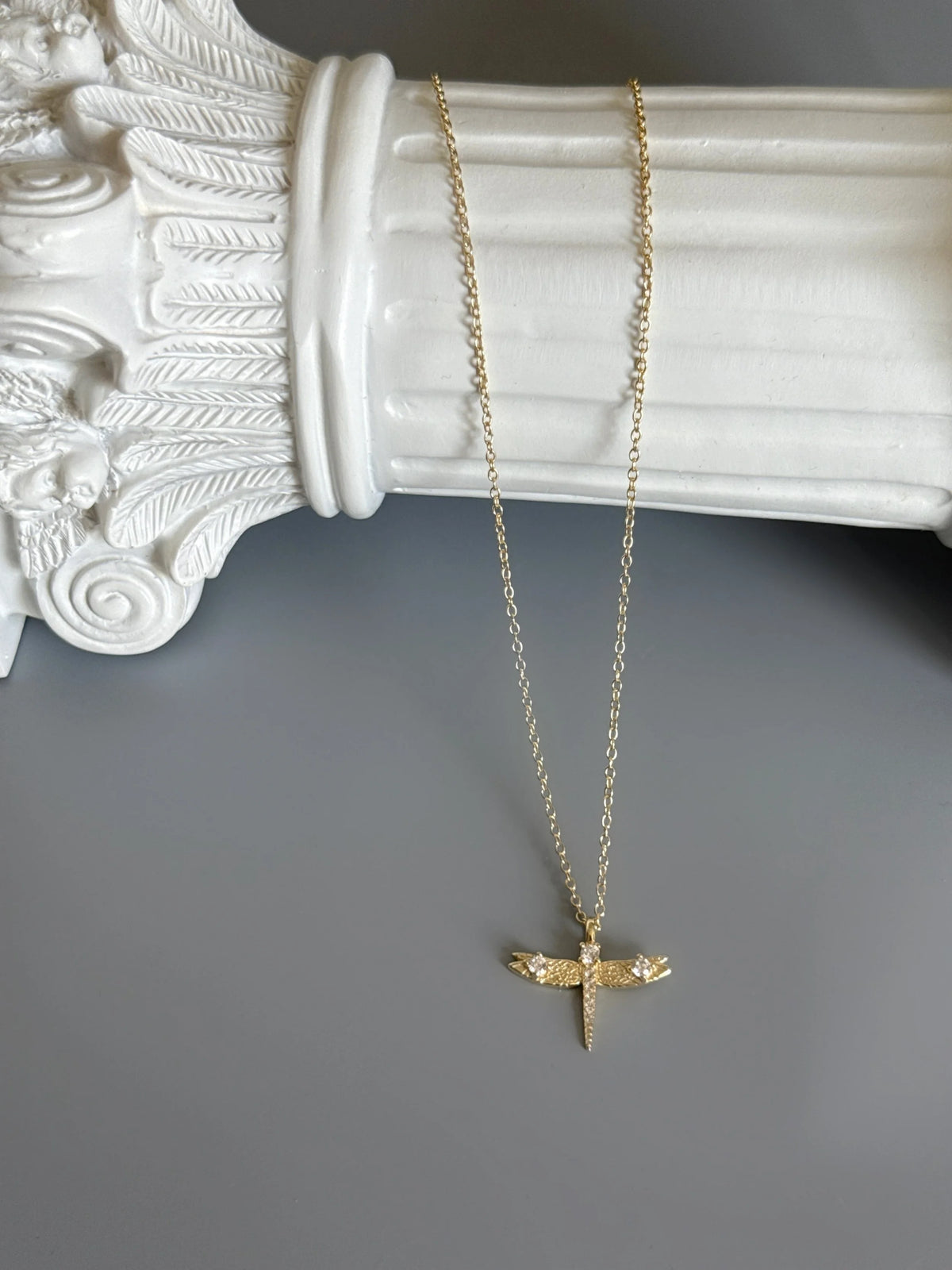 18K Gold Plated 925 Sterling Silver Elegant Dragonfly Necklace-8