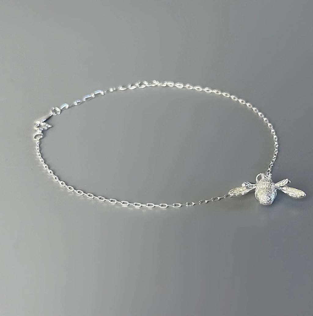 925 Sterling Silver Big Bee Charm Anklet-2